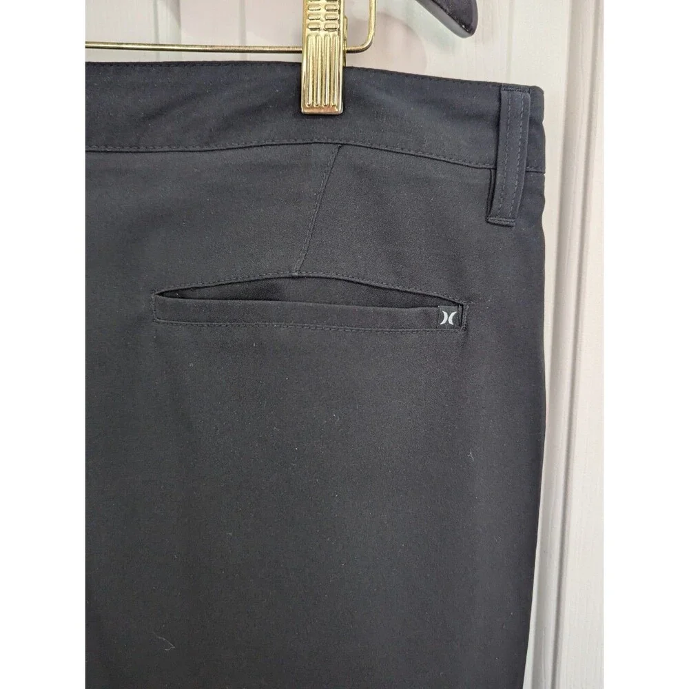 Hurley Chino Golf Shorts Mens 36 Black Pockets Lightweight Beach Logo